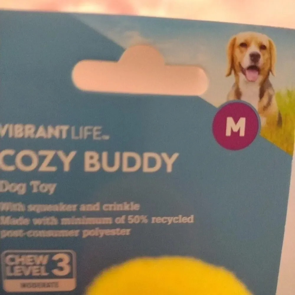 Vibrant Life Cozy Buddy Woofitz Bottle Dog Toy Medium Squeaker Crinkle New
